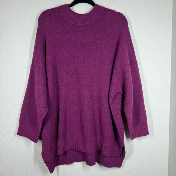 Free People Peaches Tunic Top Plum Purple Oversized Sweater...